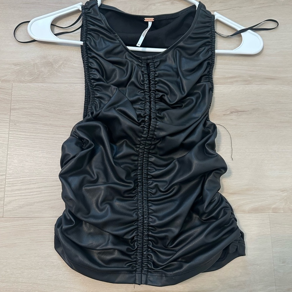 Free People Faux Leather Top